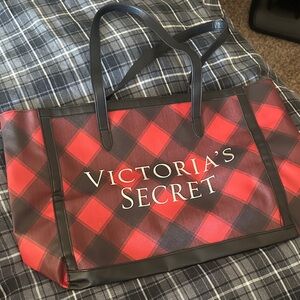 Victoria's Secret Red and Black Plaid Tote